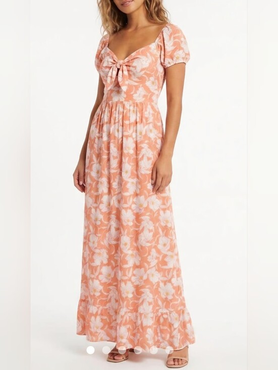 torrid Dresses & Skirts - torrid Peach Floral Tie-Front Maxi Dress